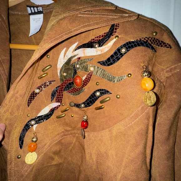 Vintage (with tags!) - Cache/Mixed Brand Brown Embellished Suede Set - Picture 3 of 11